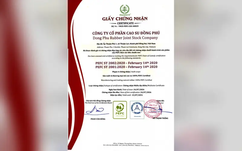 CERTIFICATE VNCE-PEFC-COC-00029